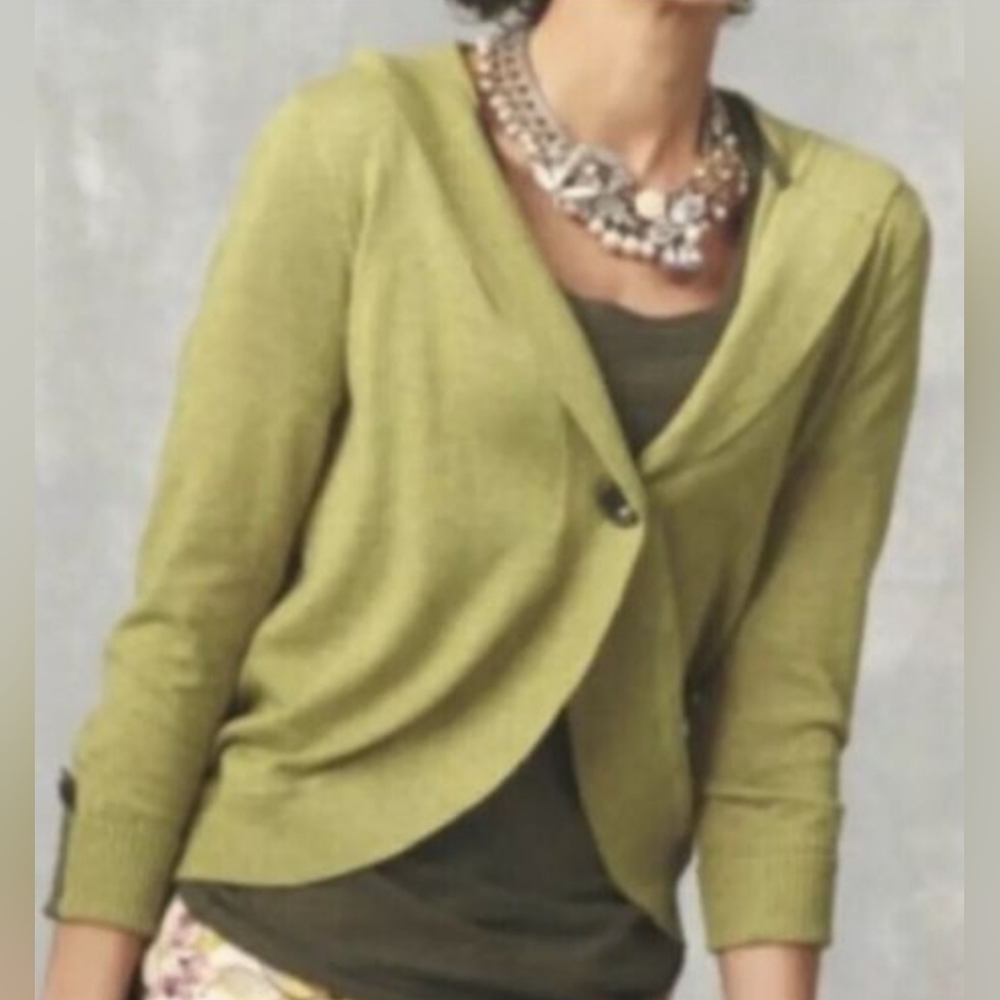 cabi lime green single button hooded cardigan - Picture 5 of 8